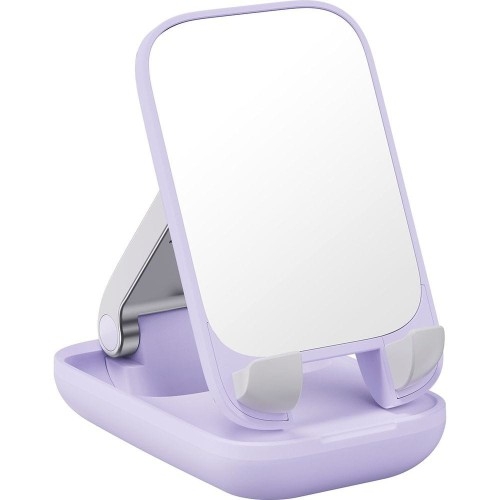Image of Uchwyt, podstawka, stojak biurkowy Baseus Seashell na telefon z lusterkiem, fioletowy