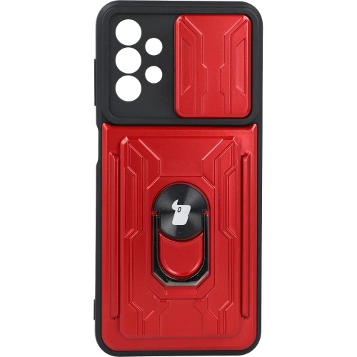 Image of Etui Bizon Case Camshield Card Slot Ring do Galaxy A13 4G, czerwone