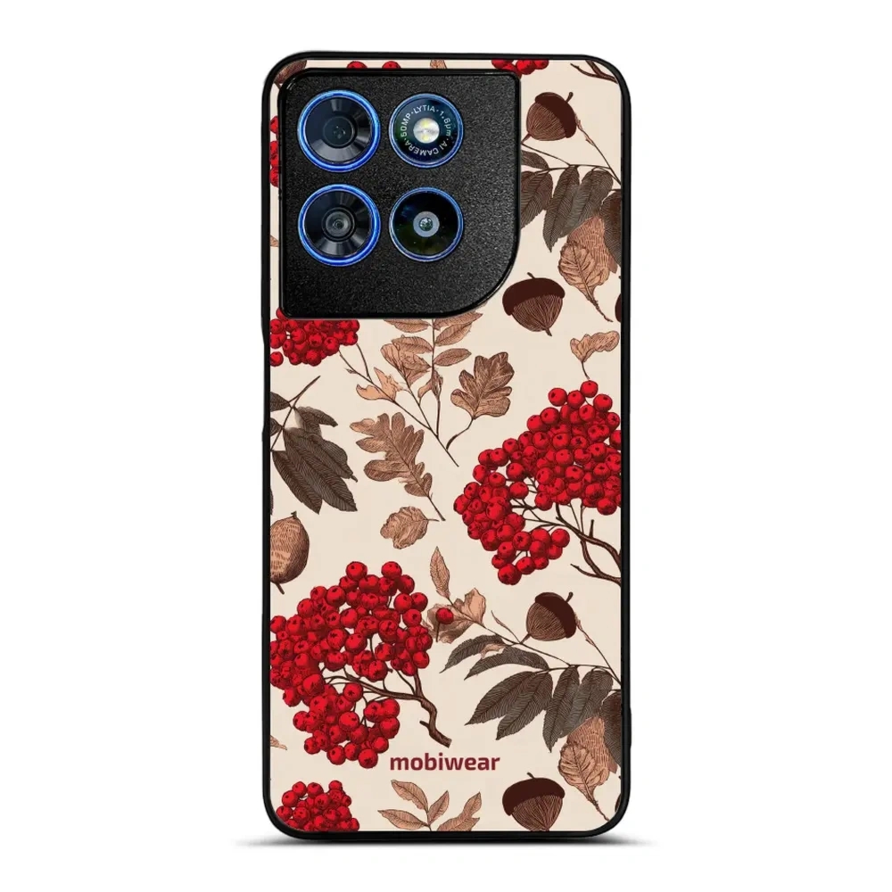 Etui ochronne do Motorola Moto G67 Power, Mobiwear Glossy Case, jarzębina na ecru