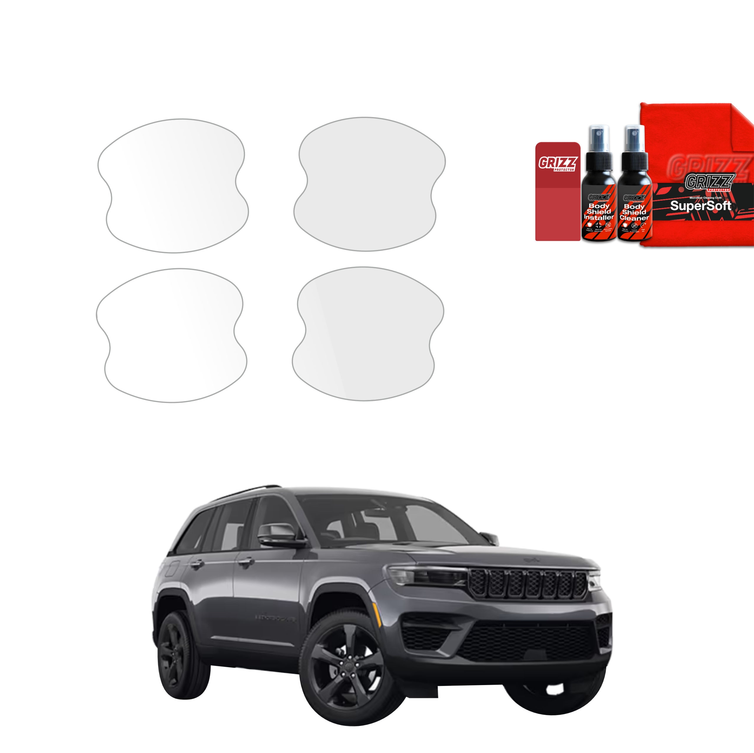 4w1 Bezbarwna folia ochronna Grizz Protector pod klamki Jeep Grand Cherokee (2025-2026)