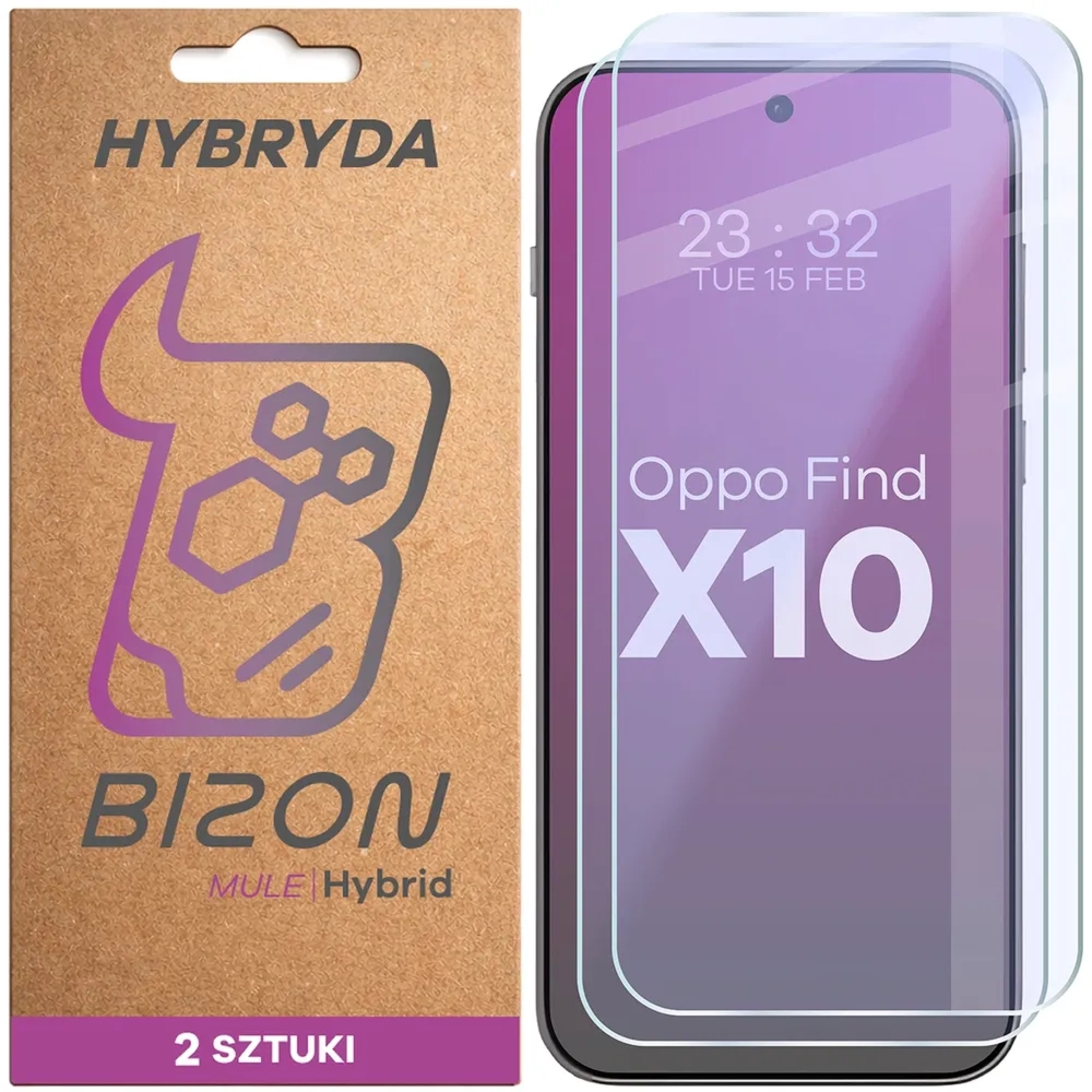 Elastyczne szkło hybrydowe Bizon Hybrid Mule Duo do OPPO Find X10, 2 sztuki