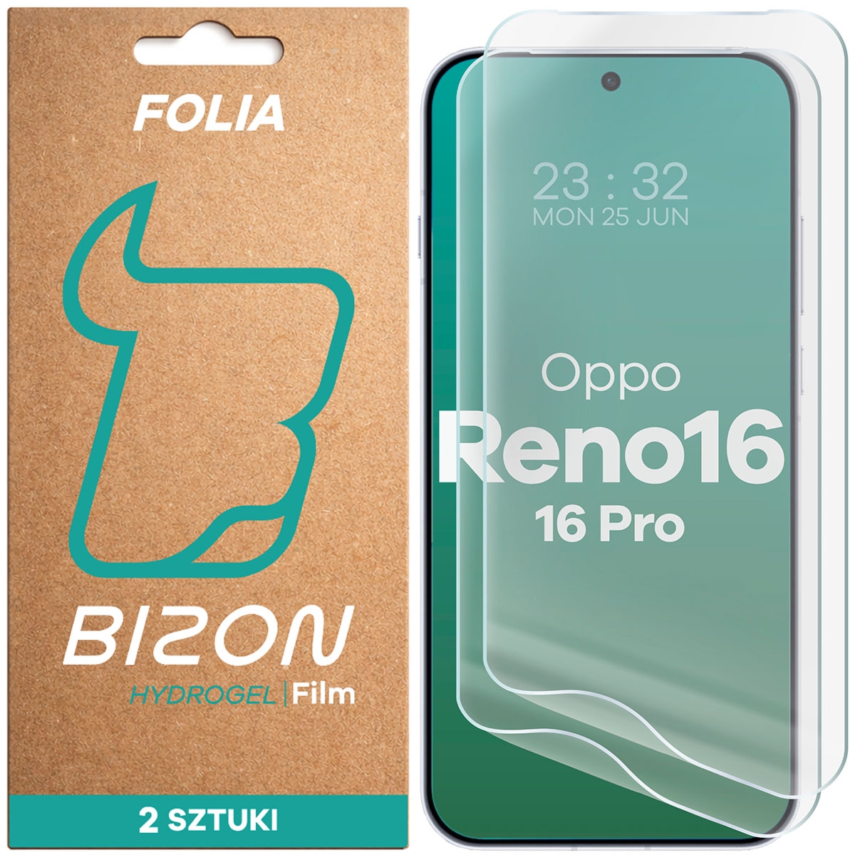 Folia hydrożelowa na ekran Bizon Film Hydrogel Front Duo do Oppo Reno16 / Reno16 Pro 5G, 2 sztuki