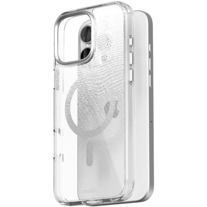 Image of Etui Moshi iGlaze z MagSafe do iPhone 16 Pro Max, przezroczysto-wzorzyste ze srebrnym