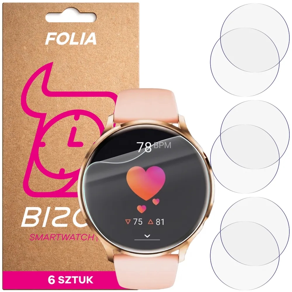Folia ochronna na ekran zegarka Bizon Watch Film HydroFlex do Vess Q40S, 6 sztuk