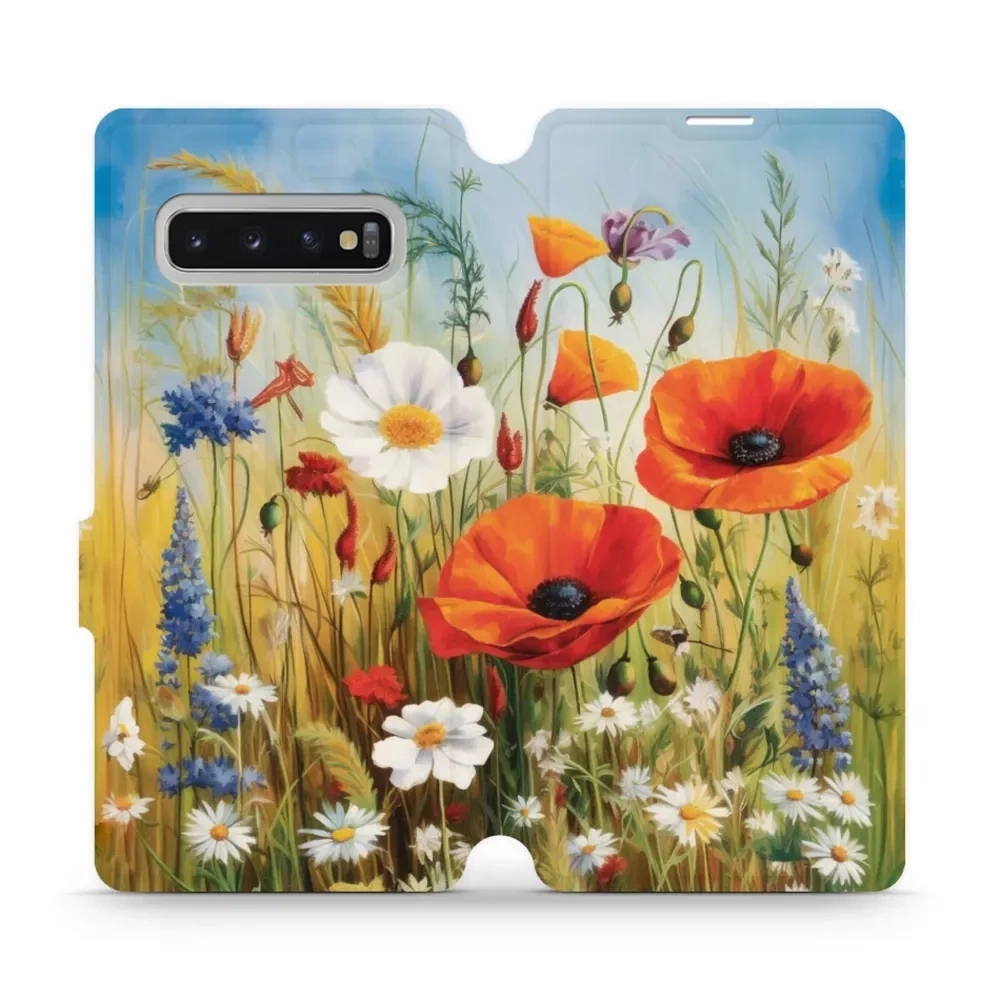 Etui z klapką do Galaxy S10 Plus, Mobiwear Book, łąkowe kwiaty