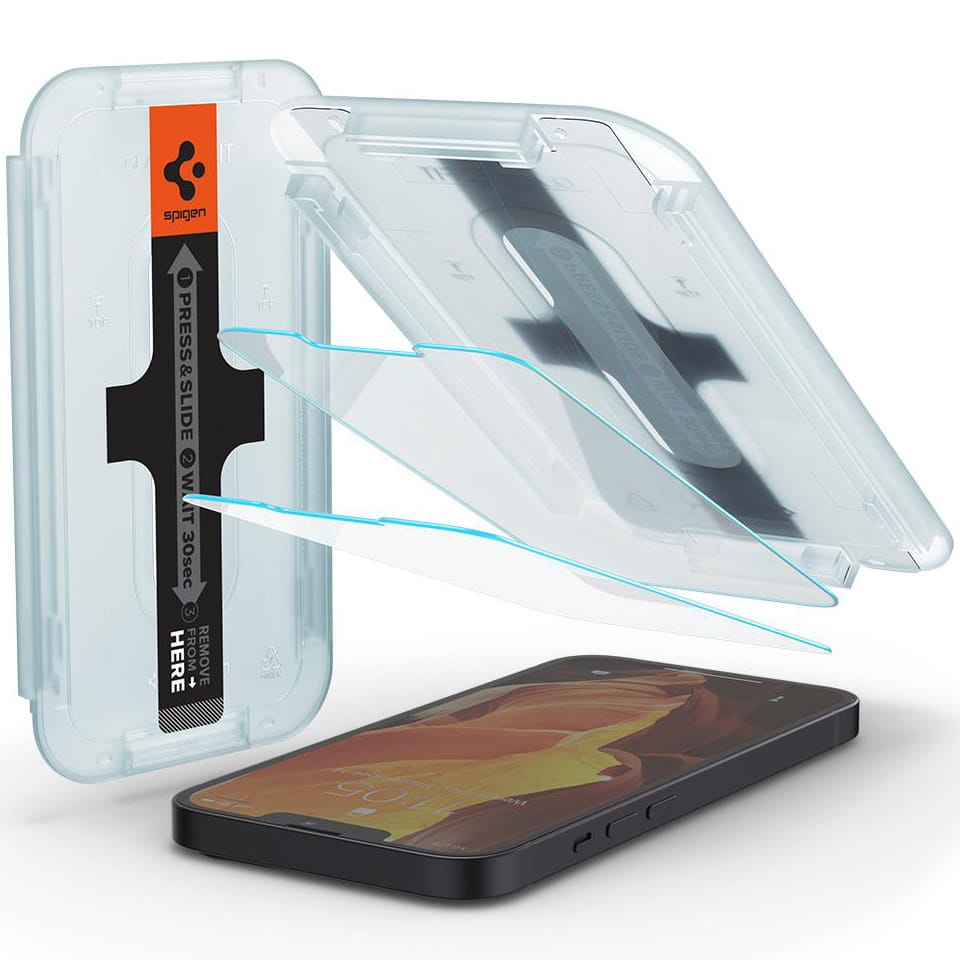 Image of OUTLET: Szkło do etui + Aplikator Spigen Glas.tr EZ Fit 2-Pack iPhone 13 Mini