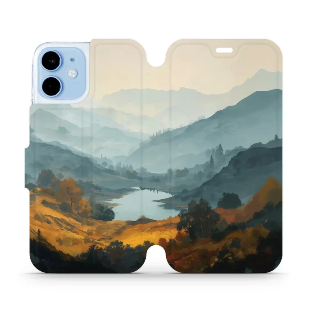 Etui z klapką do iPhone 12 mini, Mobiwear Book, jezioro w dolinie