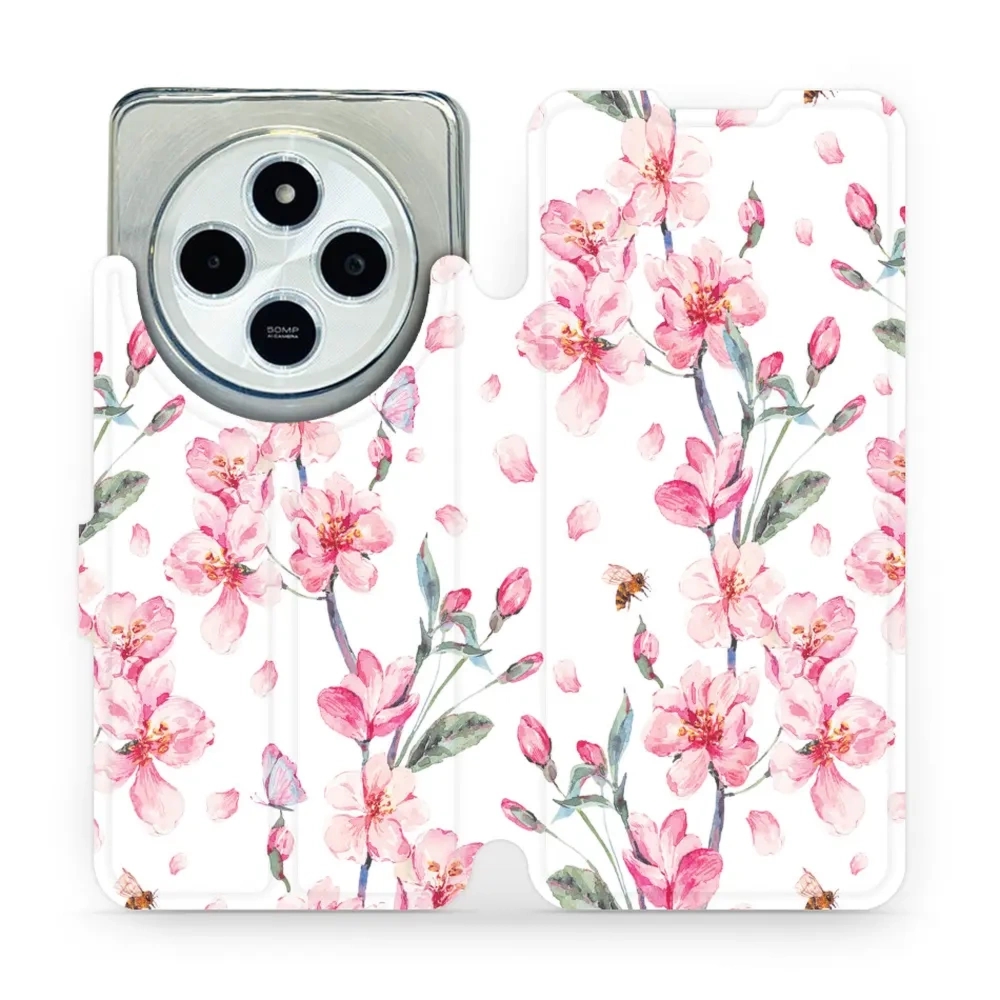 Etui z klapką do Xiaomi Redmi 14C 4G, Mobiwear Book, różowa wiosna