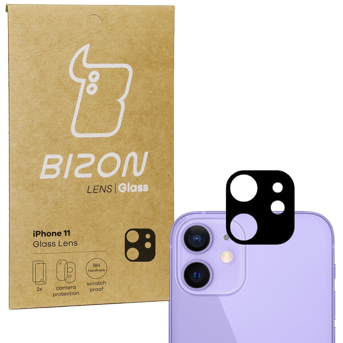 Szkło na aparat Bizon Glass Silk Lens dla iPhone 11, 2 sztuki