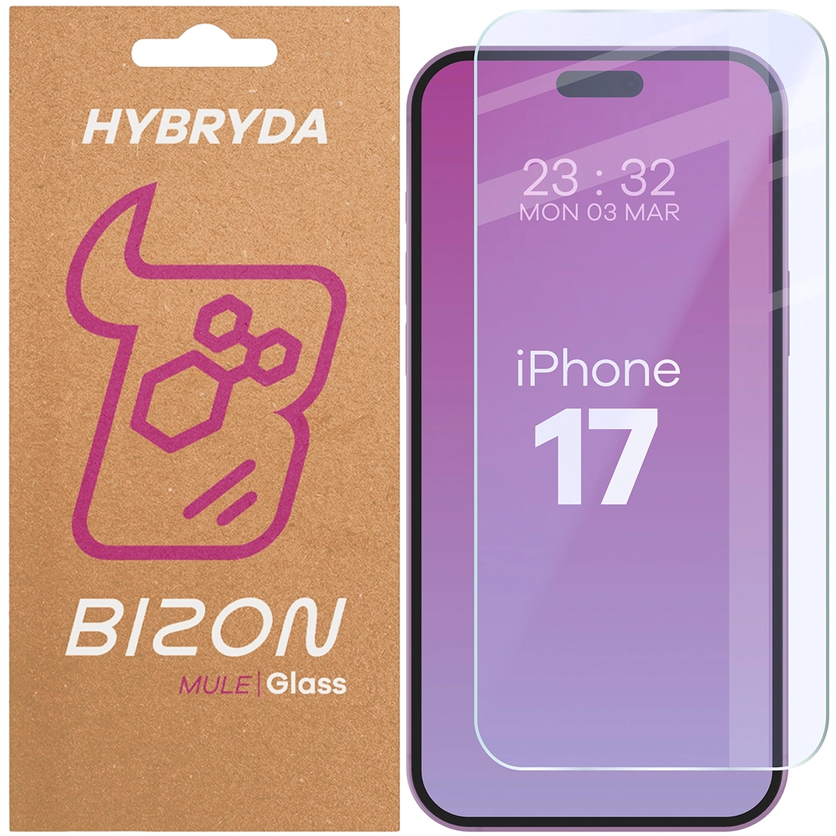 Elastyczne szkło hybrydowe Bizon Hybrid Mule do iPhone 17