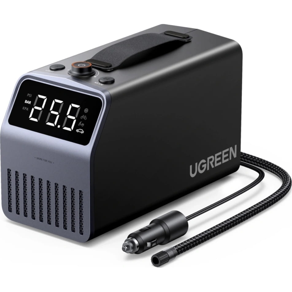 Elektryczna pompka / kompresor do opon Ugreen z wyświetlaczem cyfrowym, szara
