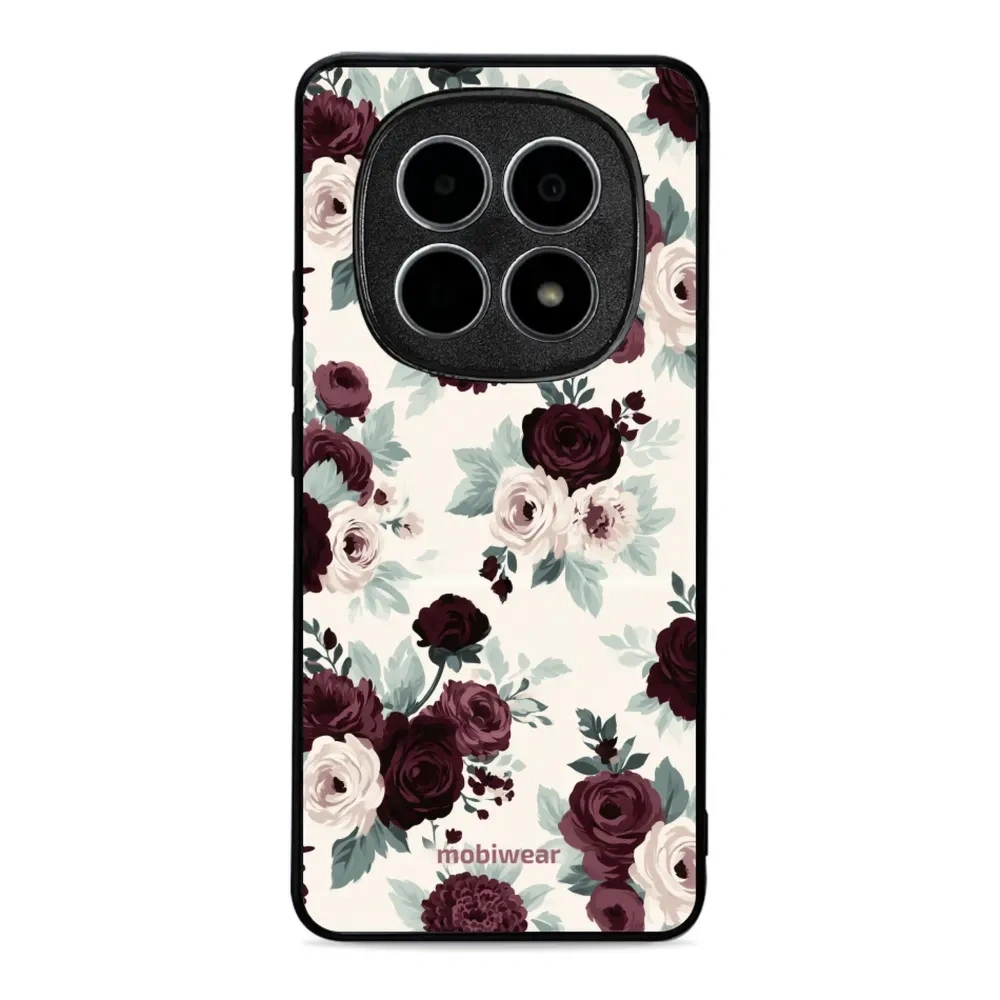 Etui ochronne do Xiaomi POCO M8 5G, Mobiwear Glossy Case, róże z szałwią na kremie