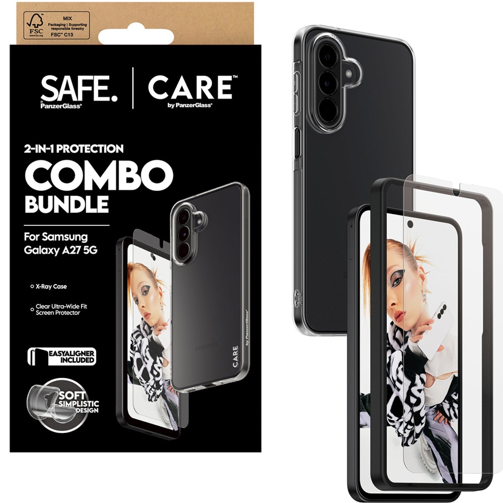 Etui ze szkłem na ekran PanzerGlass CARE Fashion 2in1 Combo Bundle do Galaxy A27 5G, przezroczyste