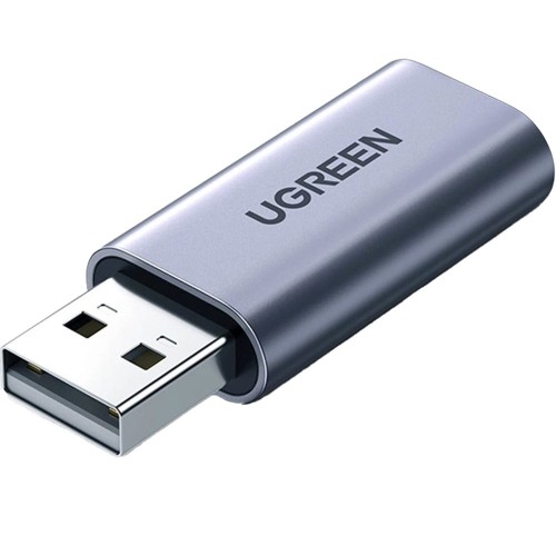 Image of Adapter audio Ugreen CM383 USB-A 2.0 do mini jack 3,5 mm, szary