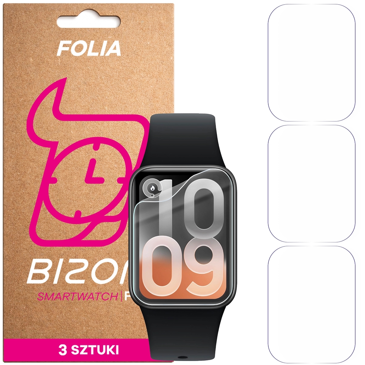 Folia ochronna na ekran zegarka Bizon Watch Film HydroFlex do Xiaomi Smart Band 10 Pro, 3 sztuki