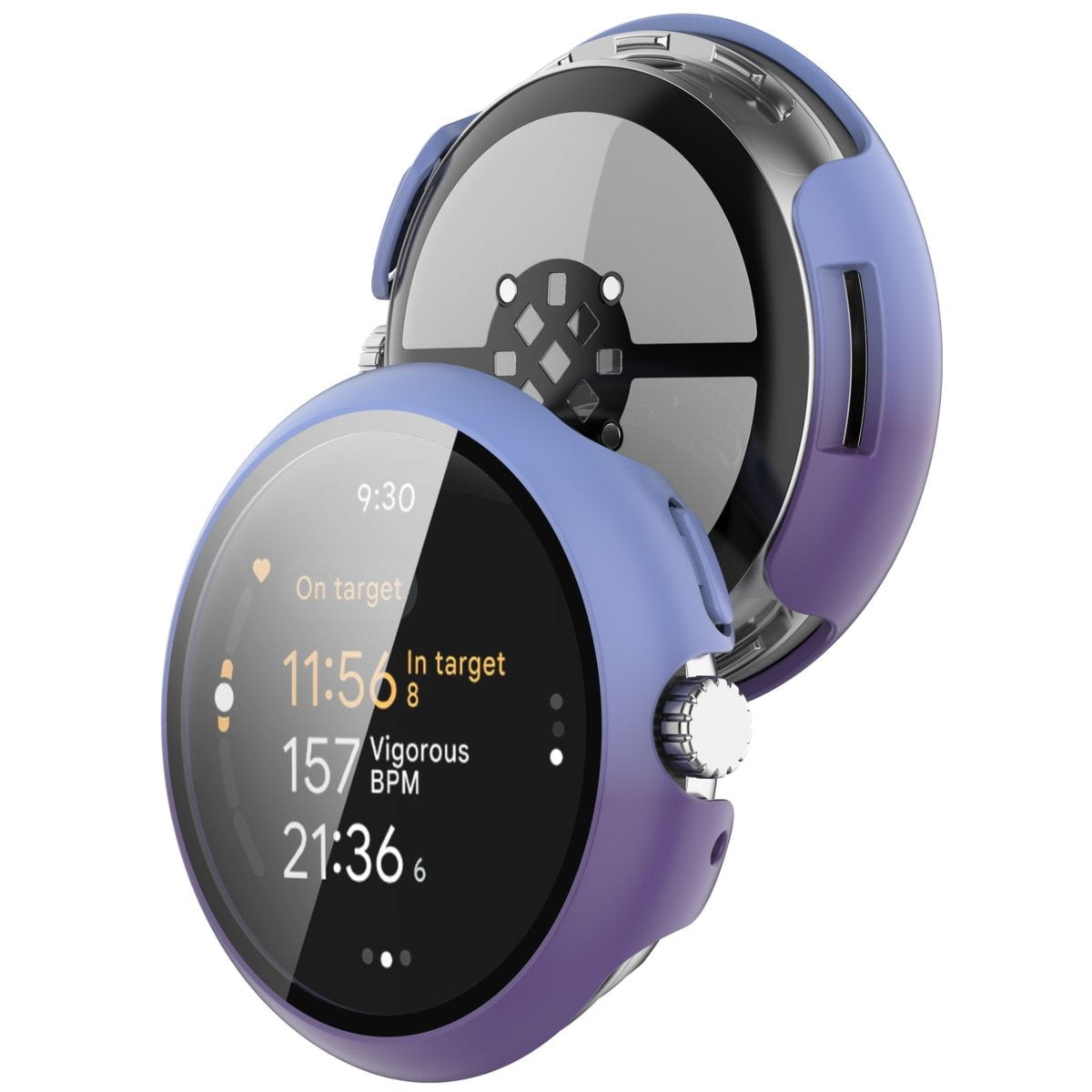 Etui ze szkłem do zegarka Bizon Case Watch Adamo do Google Pixel Watch 3 45mm, niebieskofioletowe