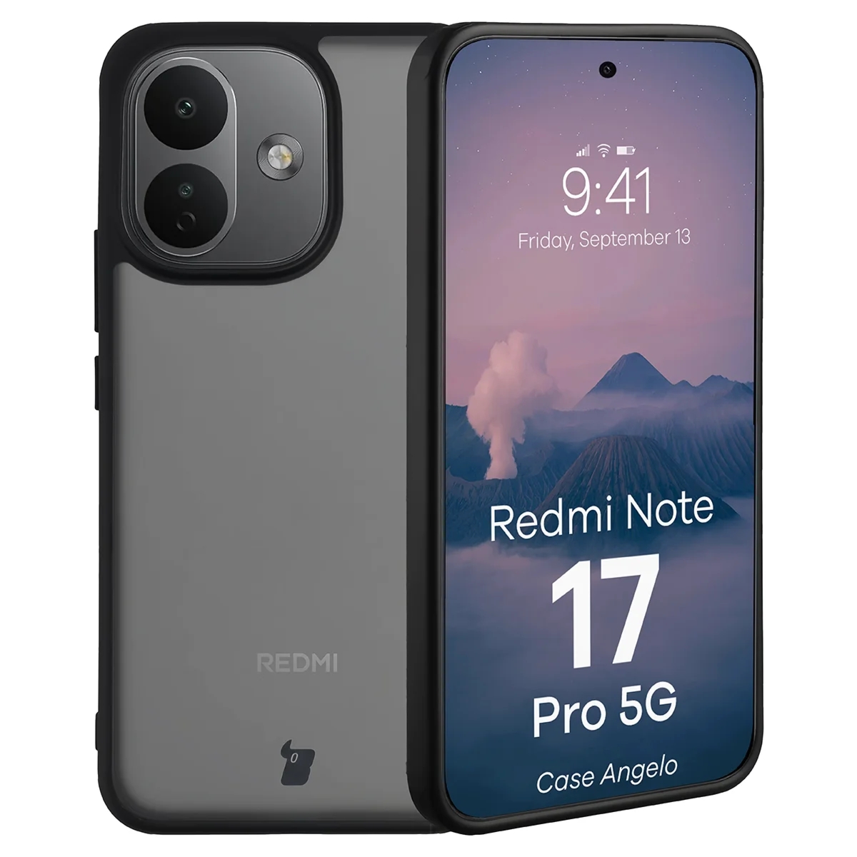 Etui Bizon Case Angelo do Xiaomi Redmi Note 17 Pro 5G, przydymione z czarną ramką