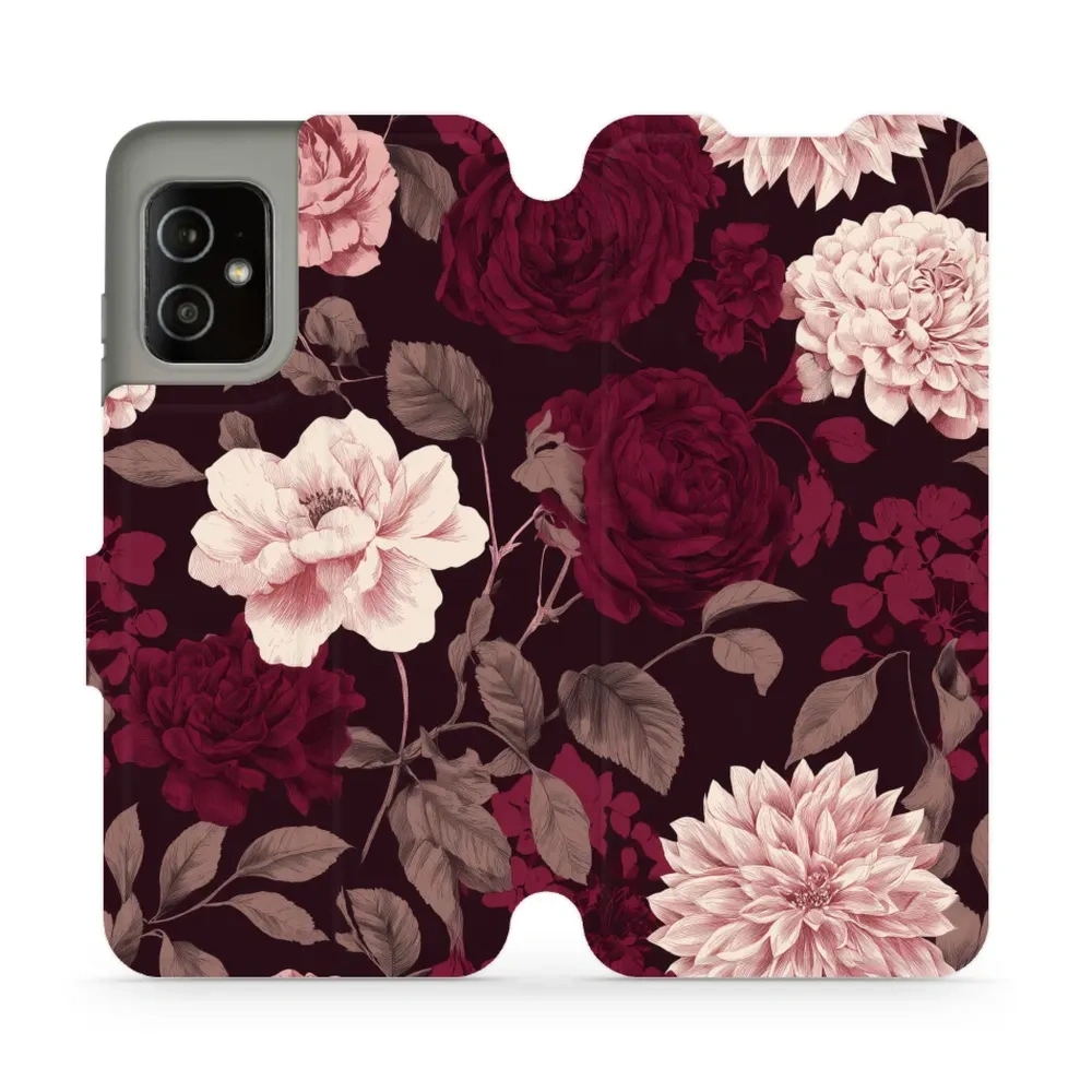 Etui z klapką do ASUS Zenfone 8, Mobiwear Book, wino i dalie