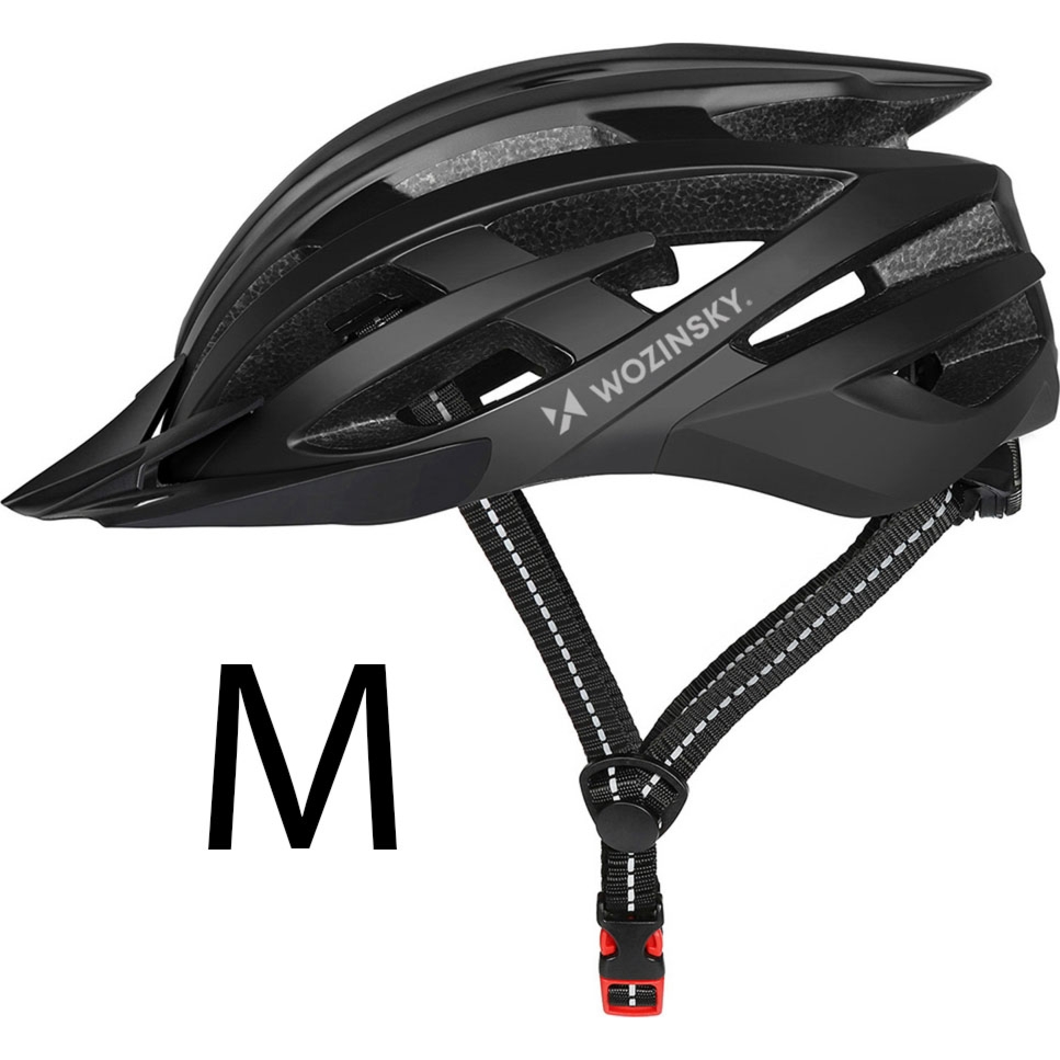 OUTLET: Kask rowerowy MTB Wozinsky HT-28VC z odpinanym daszkiem i tylną lampką USB 54-57 cm rozmiar M, czarny