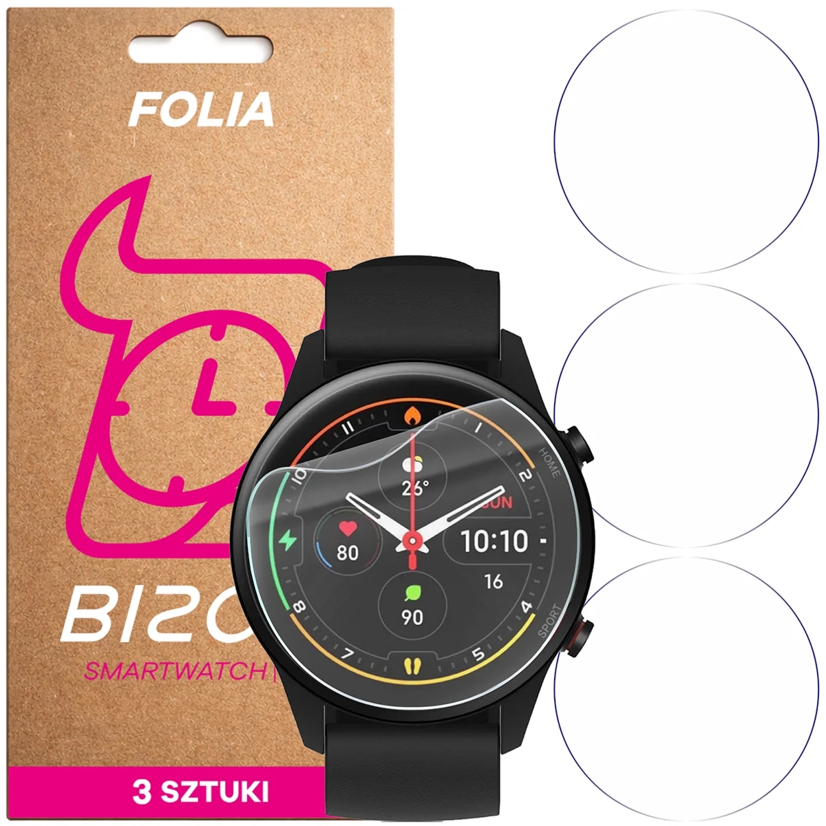Folia ochronna na ekran zegarka Bizon Watch Film HydroFlex do Xiaomi Mi Watch, 3 sztuki