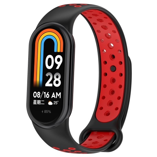 Image of Pasek Bizon Strap Watch Octo do Xiaomi Mi Smart Band 8, czarno-czerwony
