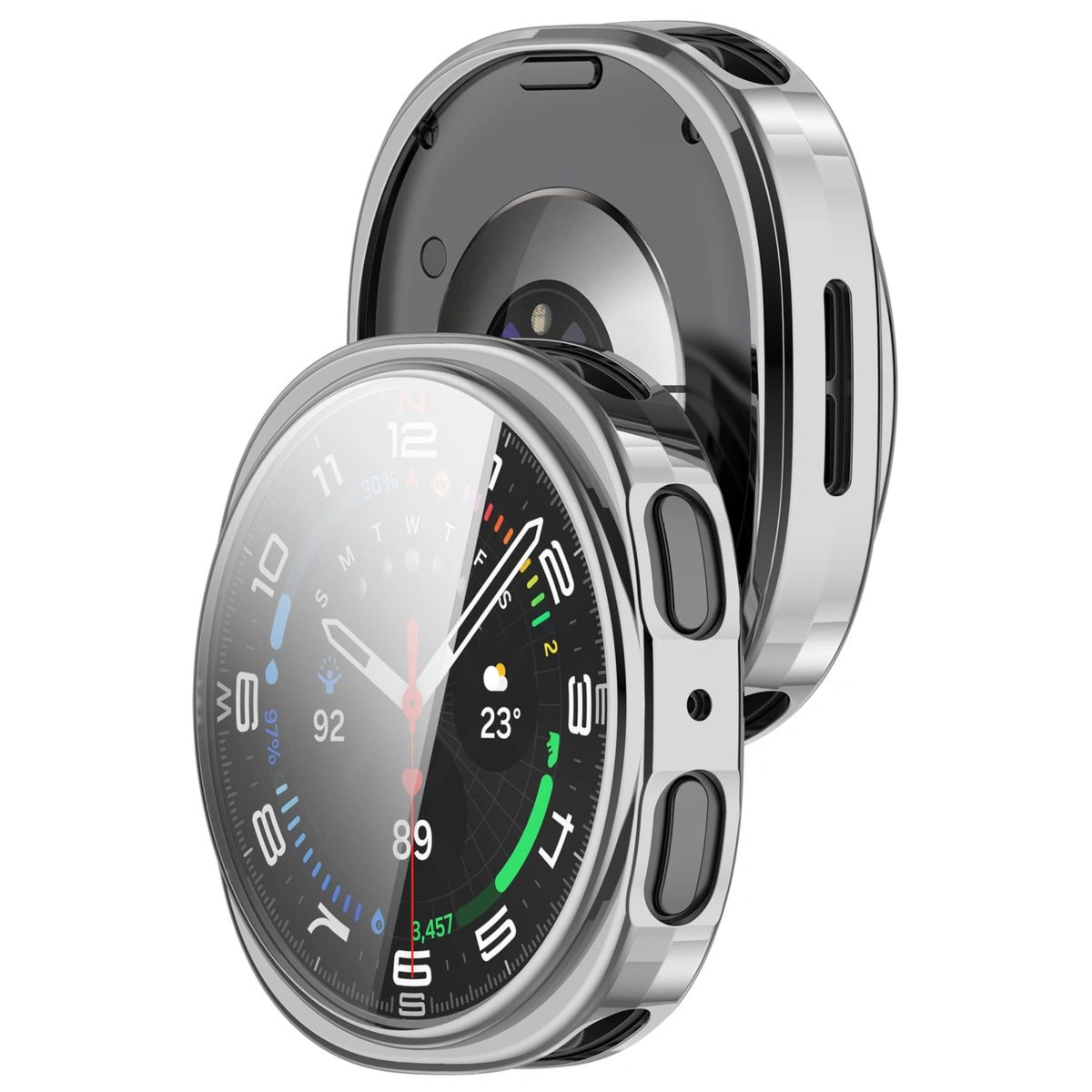 Etui z osłoną ekranu Bizon Case Watch Felipe do Galaxy Watch 8 40 mm, srebrne