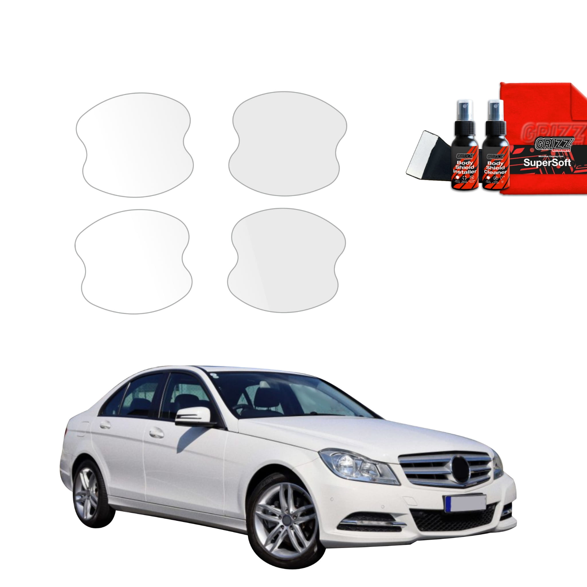 4w1 Folia ochronna pod klamki Grizz Protector do Mercedes Benz C Klasa W204 Sedan Facelifting (2011-2014)