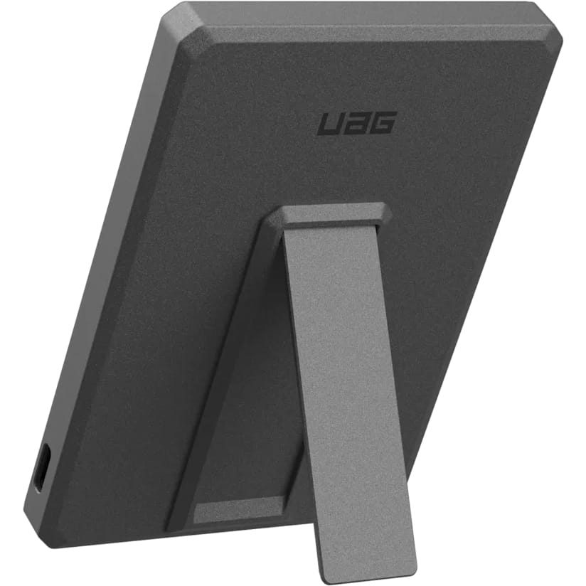 Image of Powerbank indukcyjny z podstawką Urban Armor Gear SRGE Ultra Slim 20W, 5000mAh, magnetyczny do MagSafe + kabel USB-C, czarno-szary