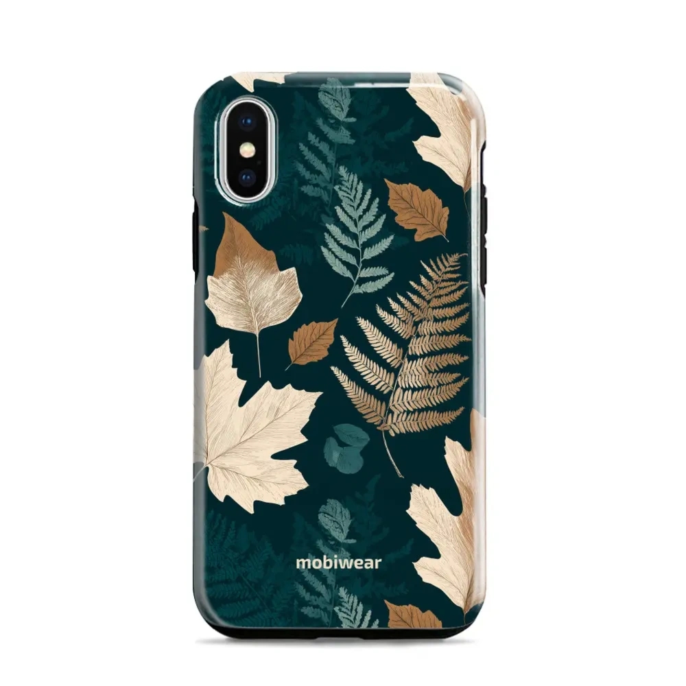 Etui ochronne do iPhone X, Mobiwear Elite Pro, zielnik z liści i paproci