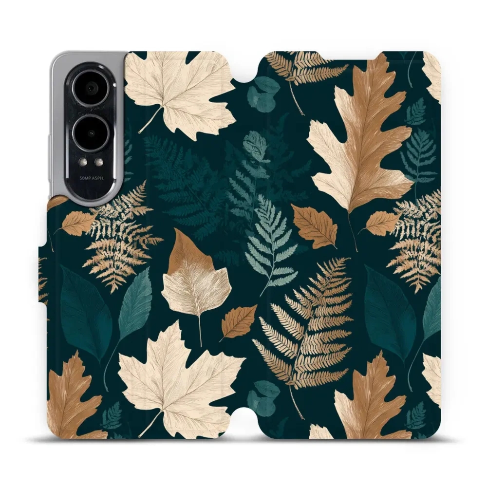 Etui z klapką do OnePlus Nord CE4 Lite 5G, Mobiwear Book, zielnik z liści i paproci