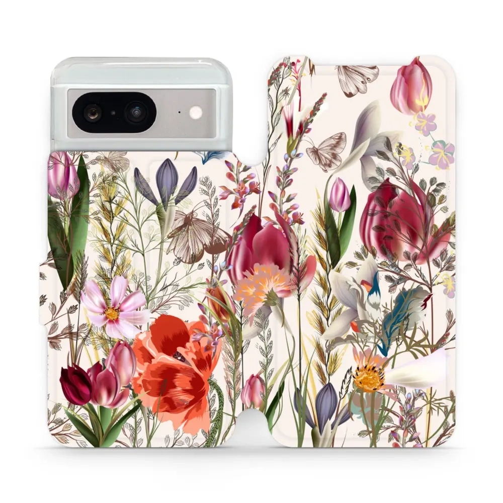 Etui z klapką do Google Pixel 8, Mobiwear Book, bukiet kwiatów