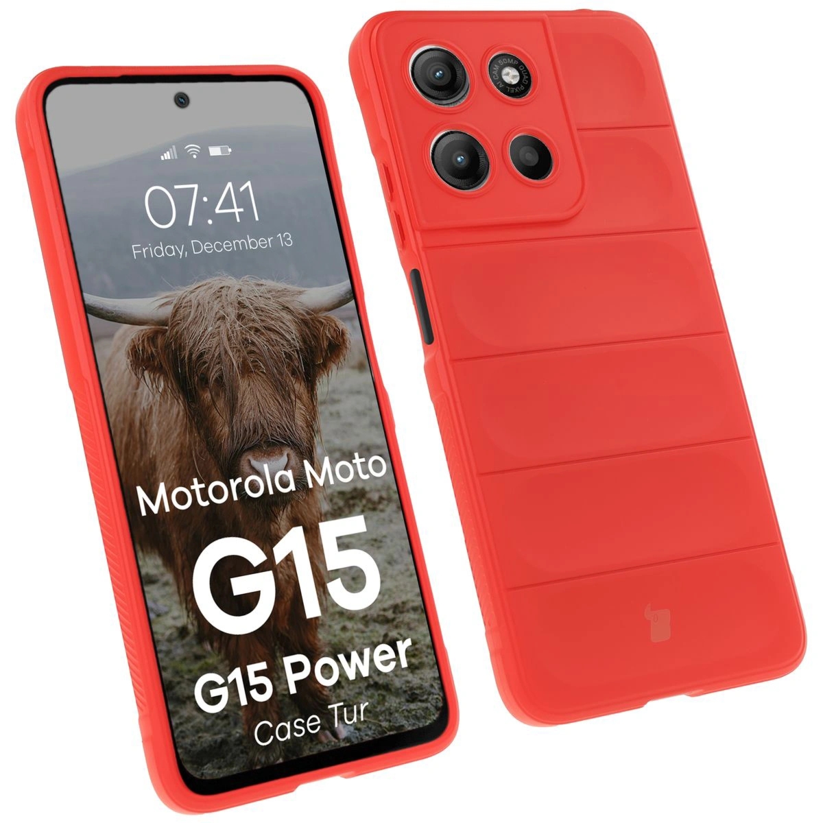 Pancerne etui Bizon Case Tur do Motorola Moto G17 / G17 Power / G15 / G15 Power, czerwone