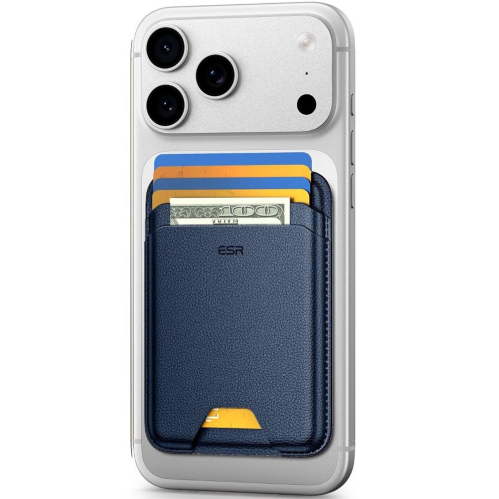 Portfel na karty z blokadą RFID ESR Magnetic Wallet do MagSafe, granatowy