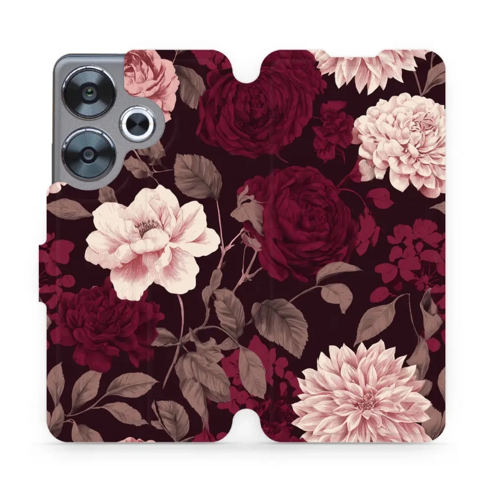 Etui z klapką do Xiaomi POCO F6, Mobiwear Book, wino i dalie