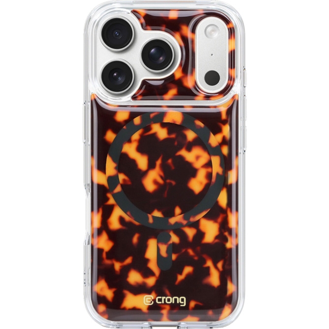 Etui Crong Deluxe MAG do MagSafe do iPhone 17 Pro Max, pomarańczowa panterka