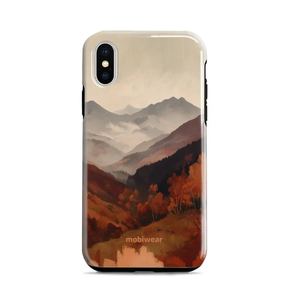 Etui ochronne do iPhone X, Mobiwear Elite Pro, mglista dolina w górach