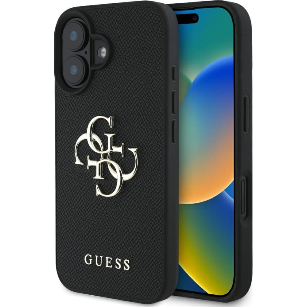 Etui Guess Grained Big 4G Small Classic Logo do iPhone 16, czarne