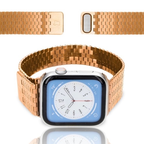 Image of Pasek ze stali nierdzewnej Bizon Strap Watch Titanium do Apple Watch 44/45/46/49mm, różowozłoty