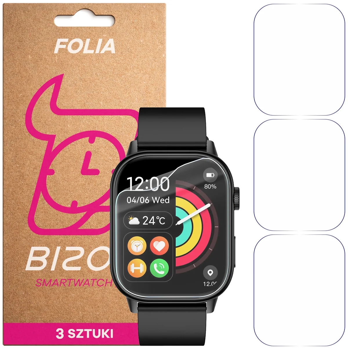 Folia ochronna na ekran zegarka Bizon Watch Film HydroFlex do JG Smart QX17, 3 sztuki