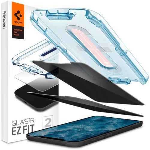 Image of Szkło do etui + Aplikator Spigen Glas.tr EZ Fit Privacy 2-Pack iPhone 12 / 12 Pro