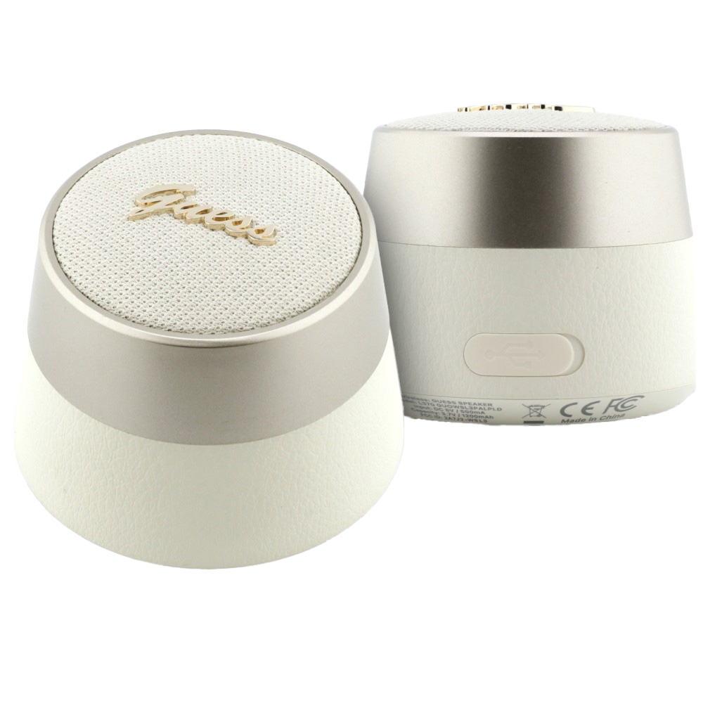 Głośnik bezprzewodowy Guess 5W Script Metal Logo, Bluetooth, USB-C, złoty