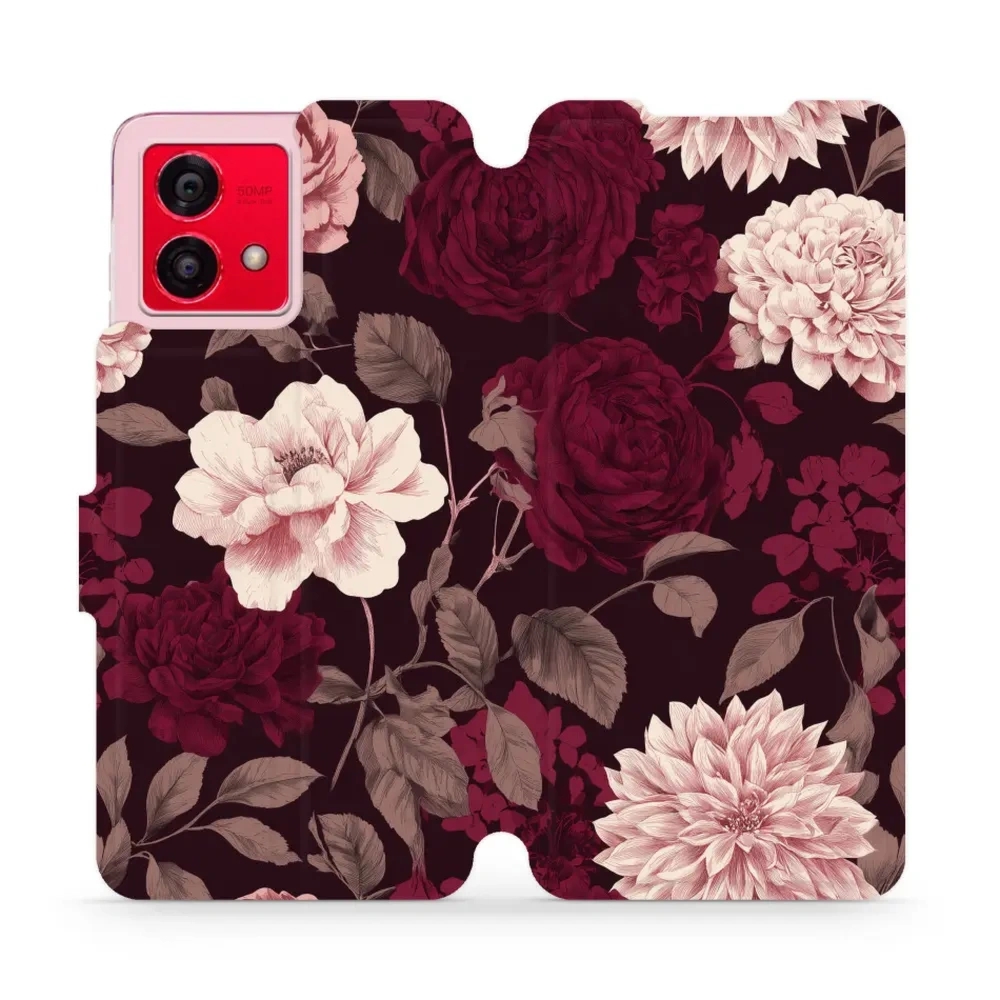 Etui z klapką do Motorola Moto G84 5G, Mobiwear Book, wino i dalie