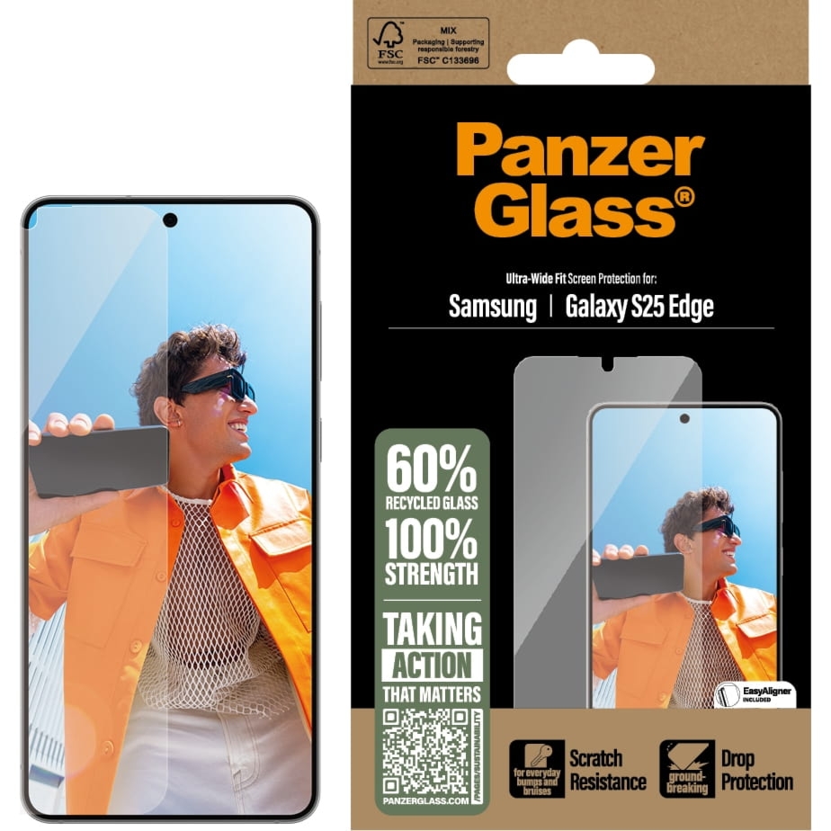 Szkło hartowane z aplikatorem PanzerGlass Ultra-Wide Fit + EasyAligner do  Galaxy S25 Edge
