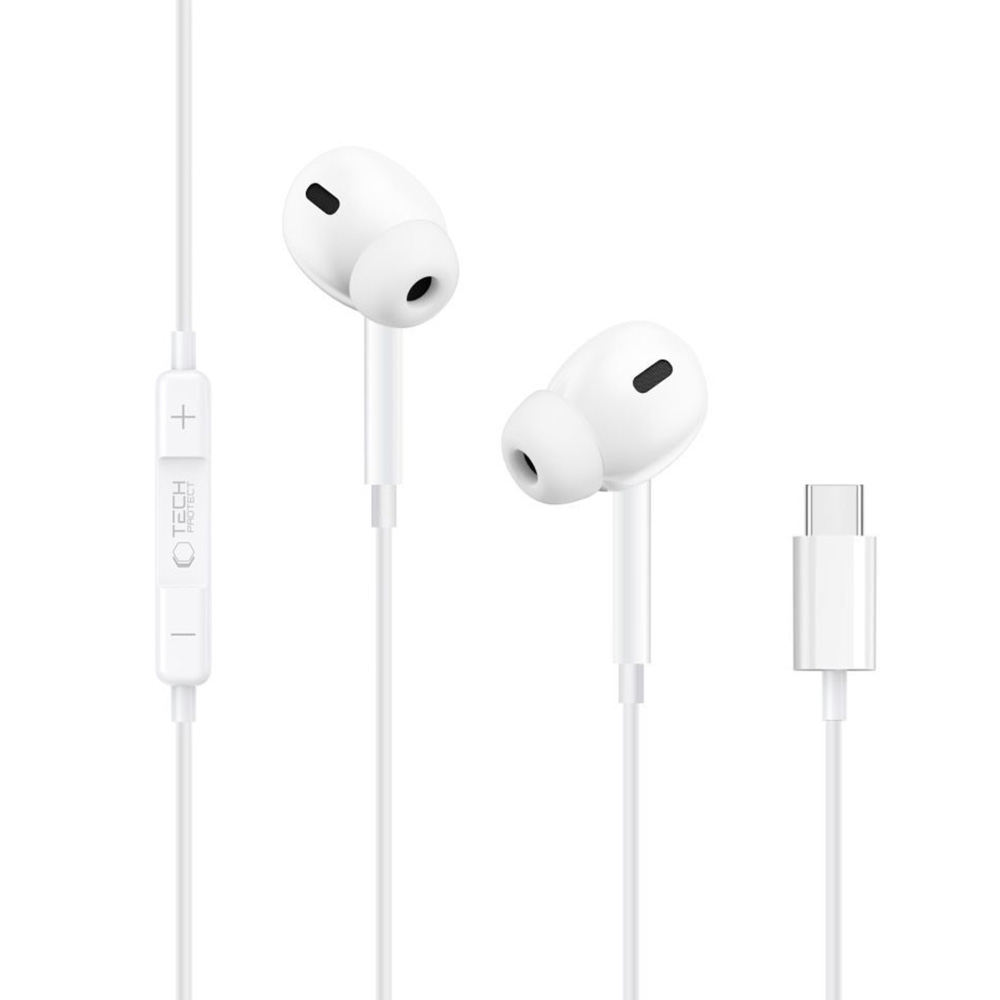 OUTLET: Słuchawki przewodowe douszne Tech-Protect UltraBoost Core G3, USB-C, 1,2 m, białe