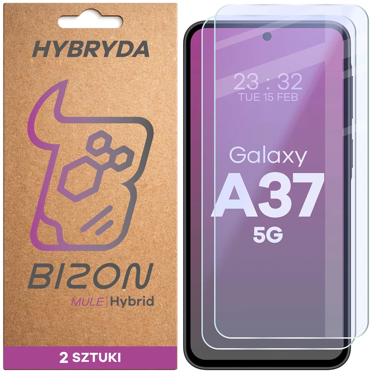 Elastyczne szkło hybrydowe Bizon Hybrid Mule Duo do Galaxy A37 5G, 2 sztuki
