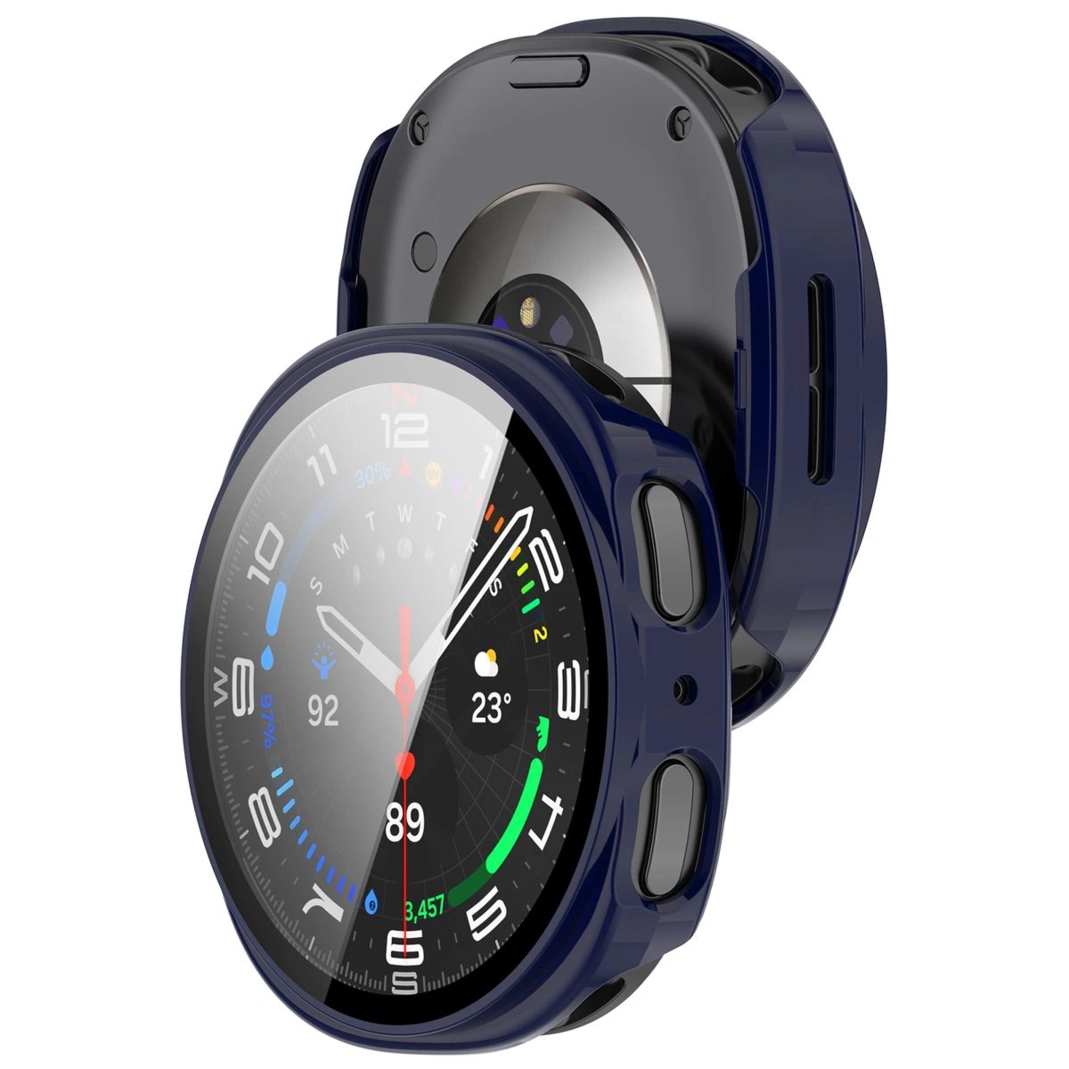 Etui ze szkłem do zegarka Bizon Case Watch Adamo do Galaxy Watch 8 40 mm, niebieskie
