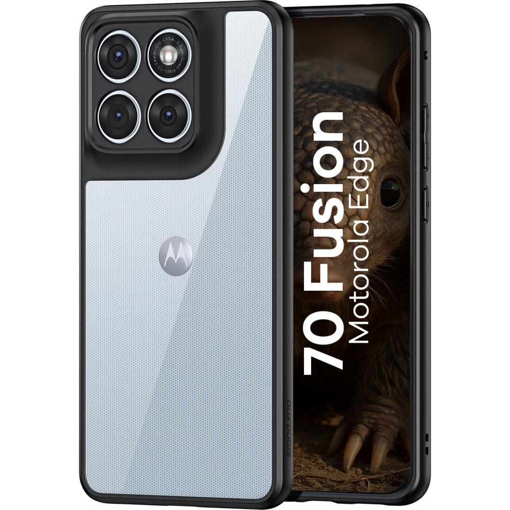 Etui Dux Ducis AIMO do Motorola Edge 70 Fusion, przezroczyste z czarną ramką