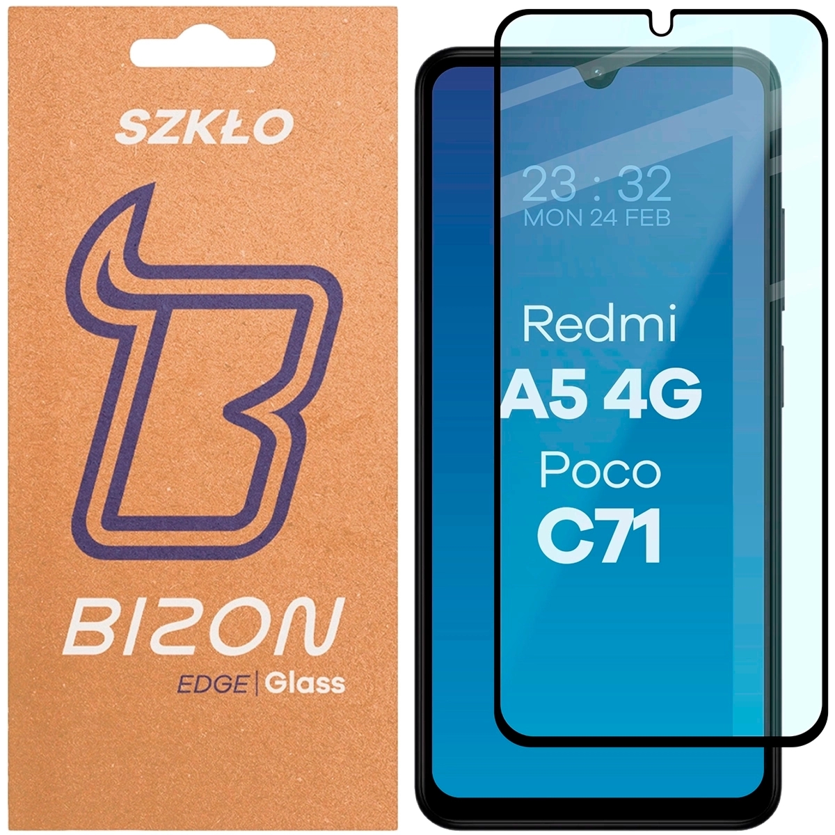 Szkło hartowane Bizon Glass Edge do Xiaomi Redmi A5 4G/Poco C71, czarna ramka