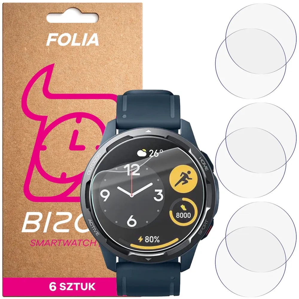 Folia ochronna na ekran zegarka Bizon Watch Film HydroFlex do Xiaomi Watch S1 Active, 6 sztuk