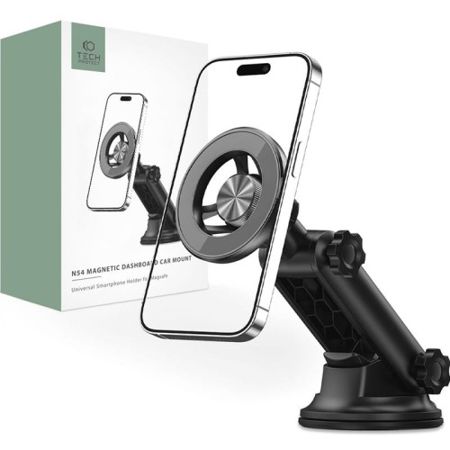 Image of Uchwyt samochodowy na telefon na szybę / deskę Tech-Protect N54 Magnetic MagSafe Dashboard Car Mount, czarny